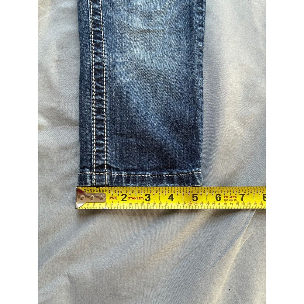 Miss Me Girls Denim Cuffed Capri Jean SZ 12 Sequin Embellished Y2K - Picture 4 of 13